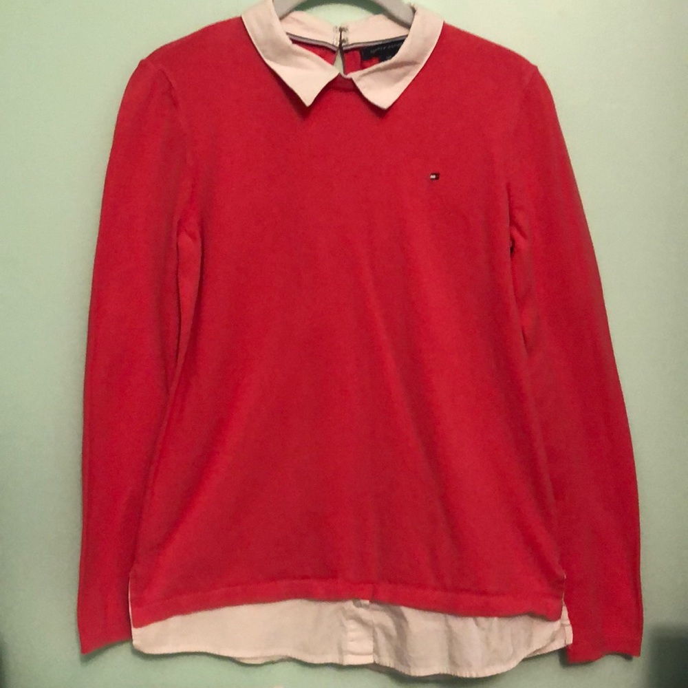 Bright Coral Sweater with collar